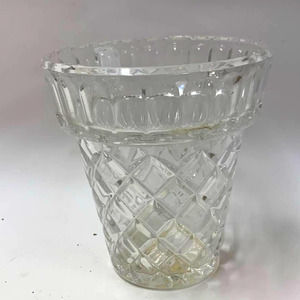 Vintage Bohemian 24% Lead Cut Crystal Glass Teleflora Vase, Planter